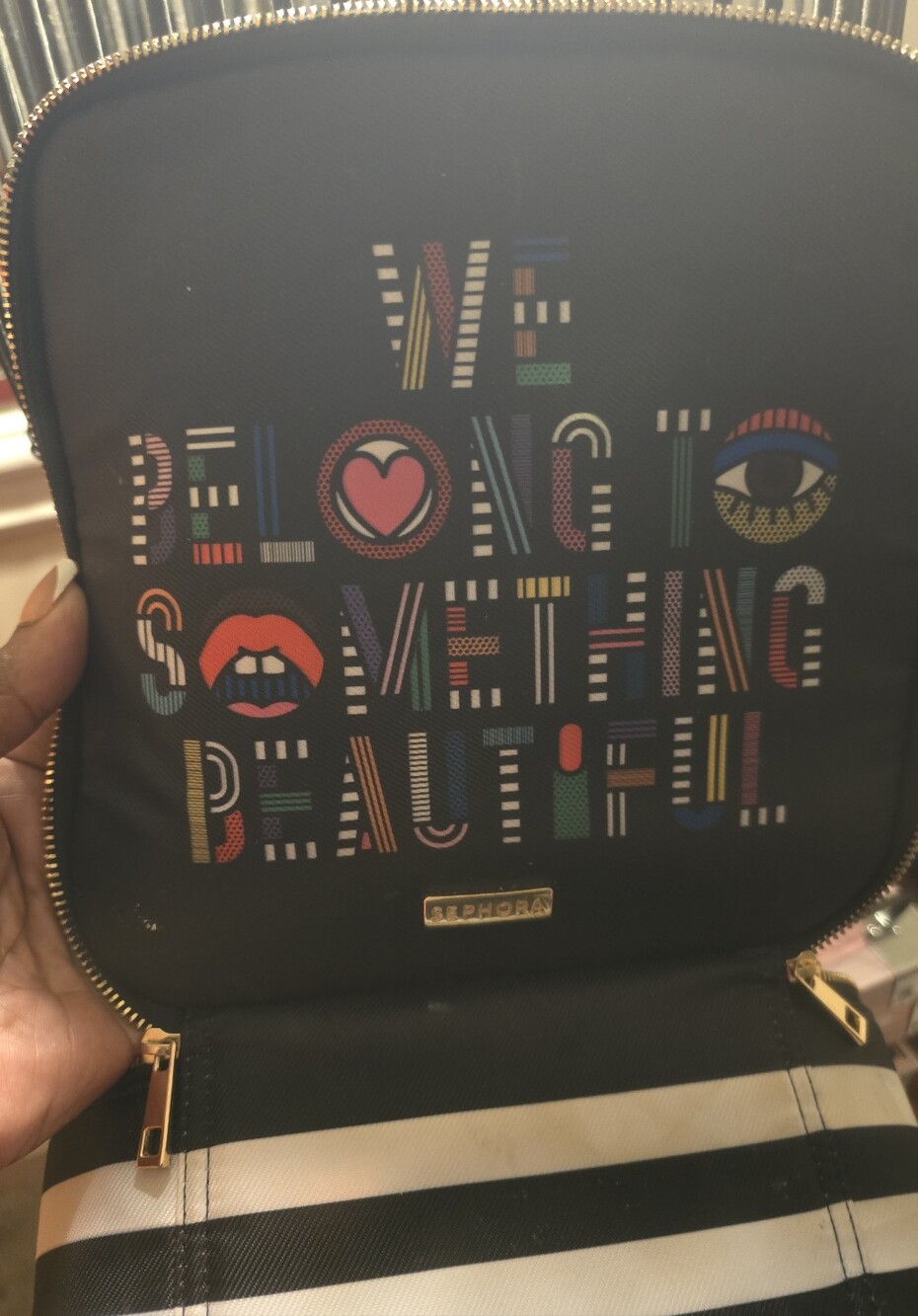 Black Graphic Travel Pouch – "We Promise Something Beautiful"